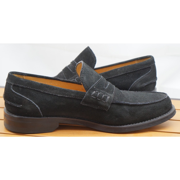 Brooks Brothers Mens Black Suede Penny Loafers 8.5 Italy Made main image 8